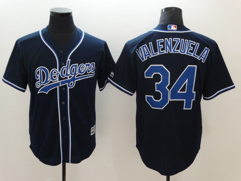 Men Los Angeles Dodgers #34 Valenzuela Black Game MLB Jerseys